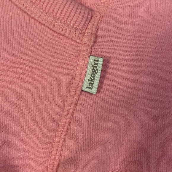 LAKEGIRL Pink Hooded Sweatshirt, sz 2XL, Distressed logo in blue,Comfy oversized - Picture 3 of 9